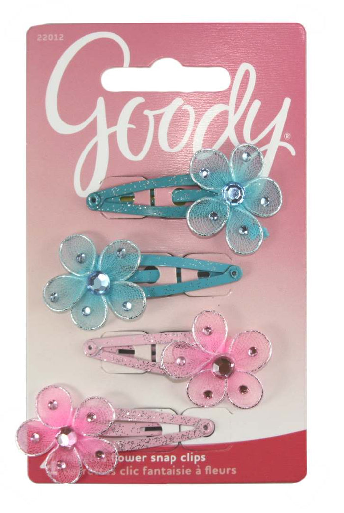 Goody Jeweled Flower Contour Clip - 4 Count