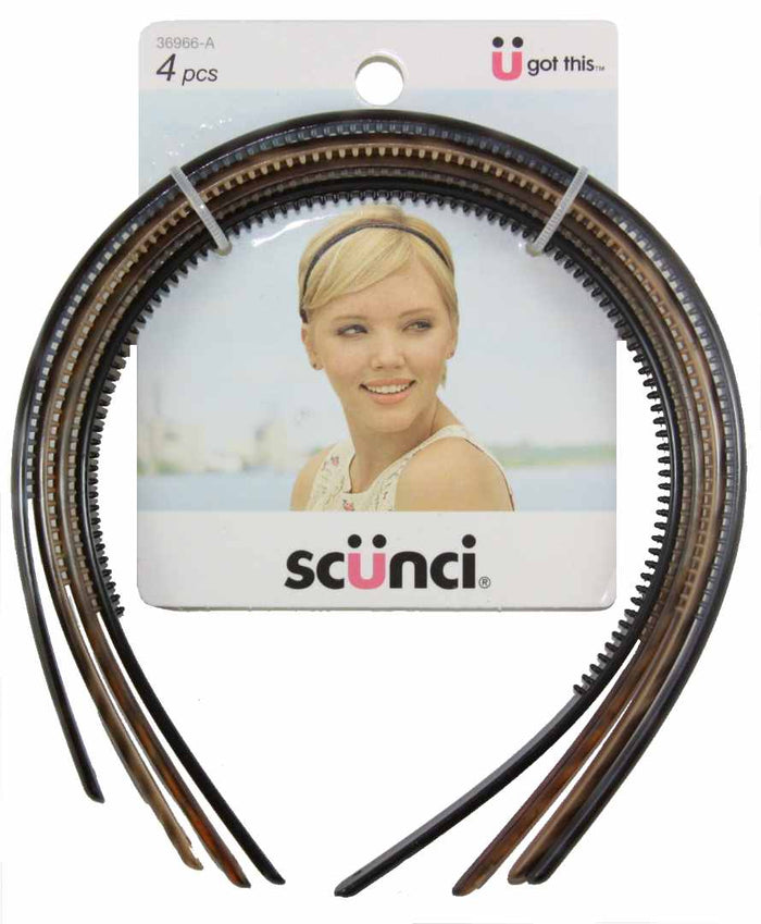 Scunci Effortless Beauty Skinny Plastic Headbands - 4 Pack