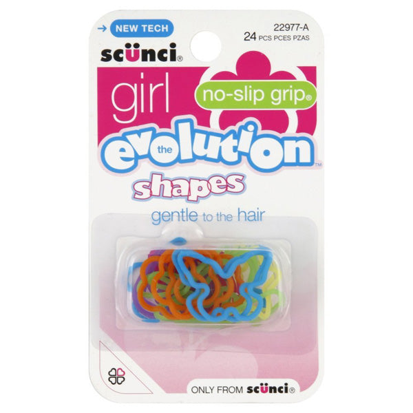 Scunci No Slip Grip The Evolution Elastics Shapes Assorted Colors - 24 Pack