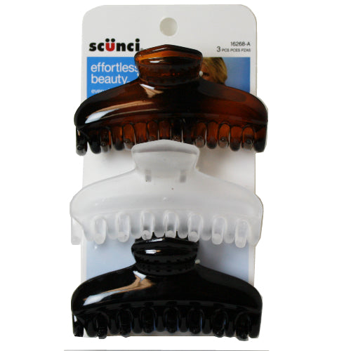 Scunci Large Jaw Hair Clip 9mm - 3 Pack