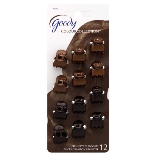 Goody Color Collection Mini Claw Clips Brunette - 12 Count
