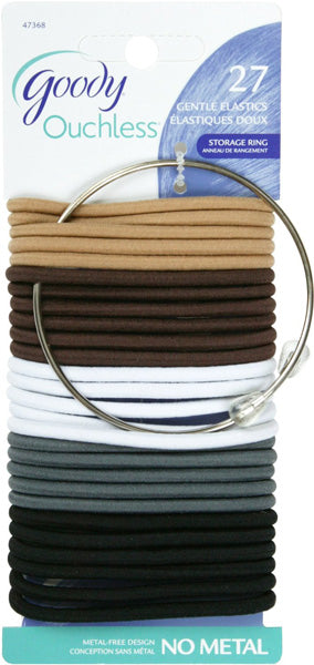 Goody Ouchless Braided Elastics 4mm Black - 27 Count