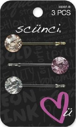 Scunci Girl Glitter Bobby Pins White Pink - 3 Pins
