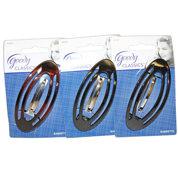 Goody Classics Barrette w/Metal Clasps Oval Cutout - 3 Count