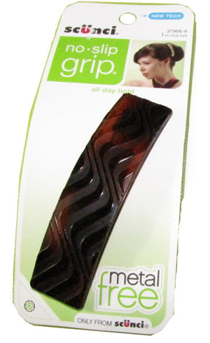 Scunci No Slip Grip No Metal Large Barrette Brown Wave