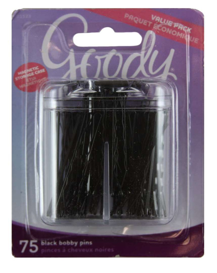 Goody Black Bobby Pins in Magnetic Box - 75 Count