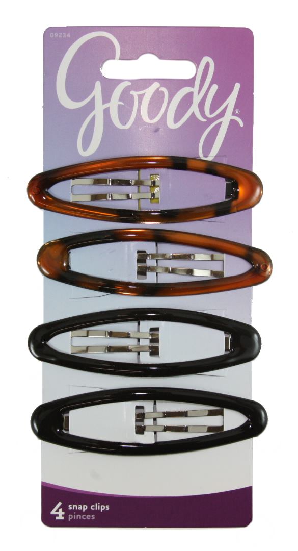 Goody Classics Big Oval Epoxy Tortoise and Black Contour Clips - 4 Pieces