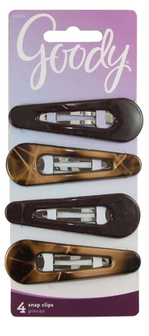 Goody Classics Snap Clips Black and Tortoise - 4 Count