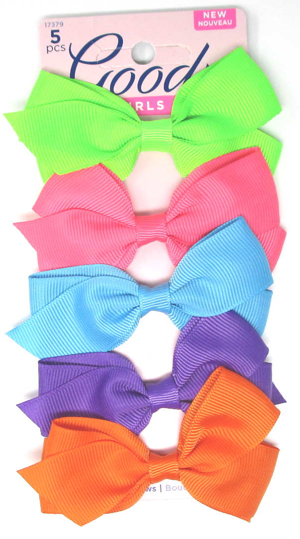 Goody Girls Cute Neon Bow Barrettes 3" - 5 Piece