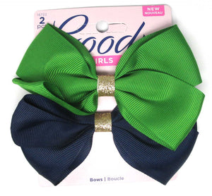 Goody Girls Navy Hair Bow Barrettes 4.5" - 2 Count