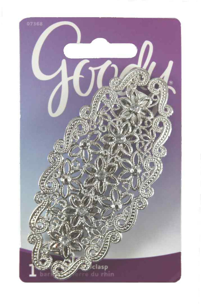 Goody Luxe Vine Rhinestone Auto Clasp Silver - 1 Piece