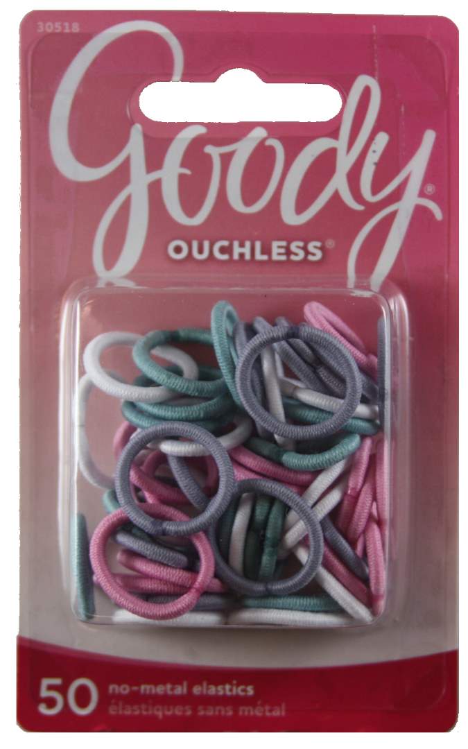 Goody Ouchless Braided Mini Elastics Gray - 50 Count