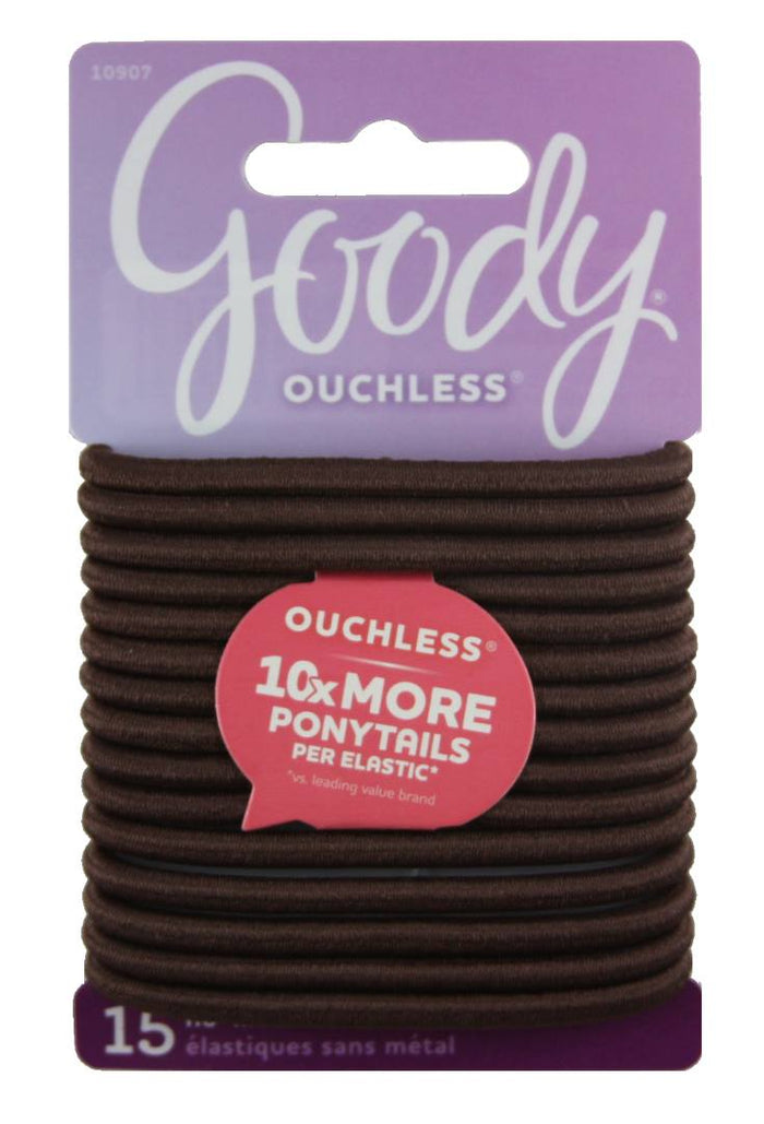 Goody Ouchless No Metal Elastics Brown - 15 Count