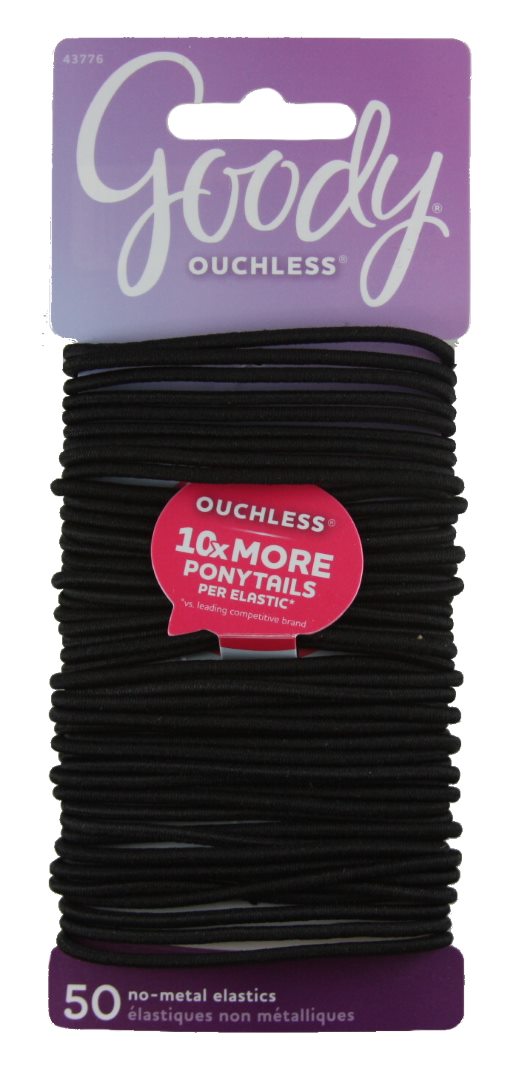 Goody Ouchless No Metal Elastics Large Thin Black 2 mm - 50 Count