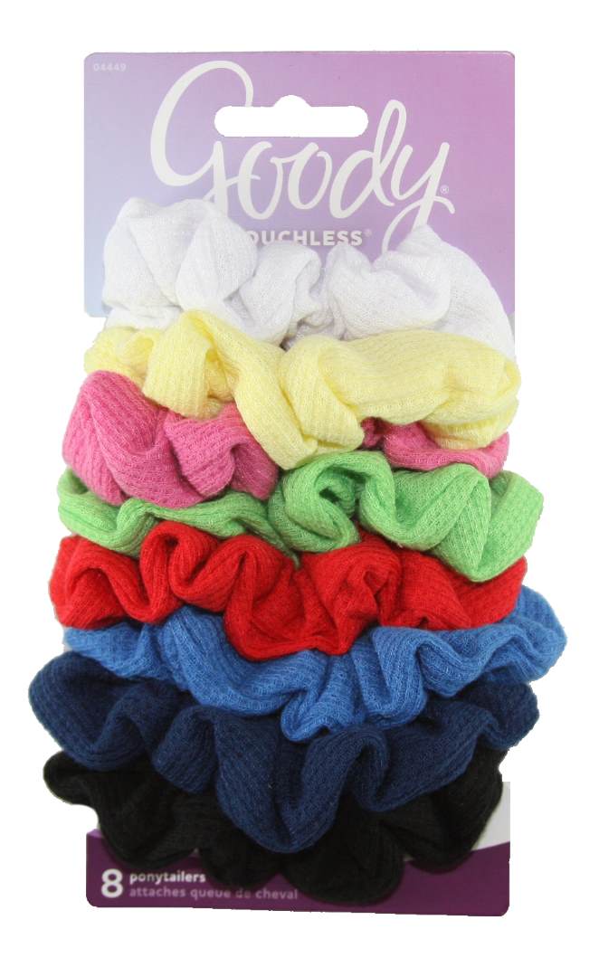 Goody Ouchless Ribbed Hair Scrunchies/Wraps - 8 Count
