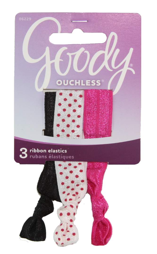 Goody Ouchless Ribbon Elastics Bright Polka Dot - 3 Pack