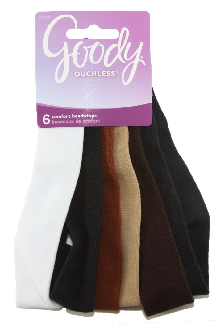 Goody Ouchless Thin Nylon Headwraps with Brown Colors - 6 Count