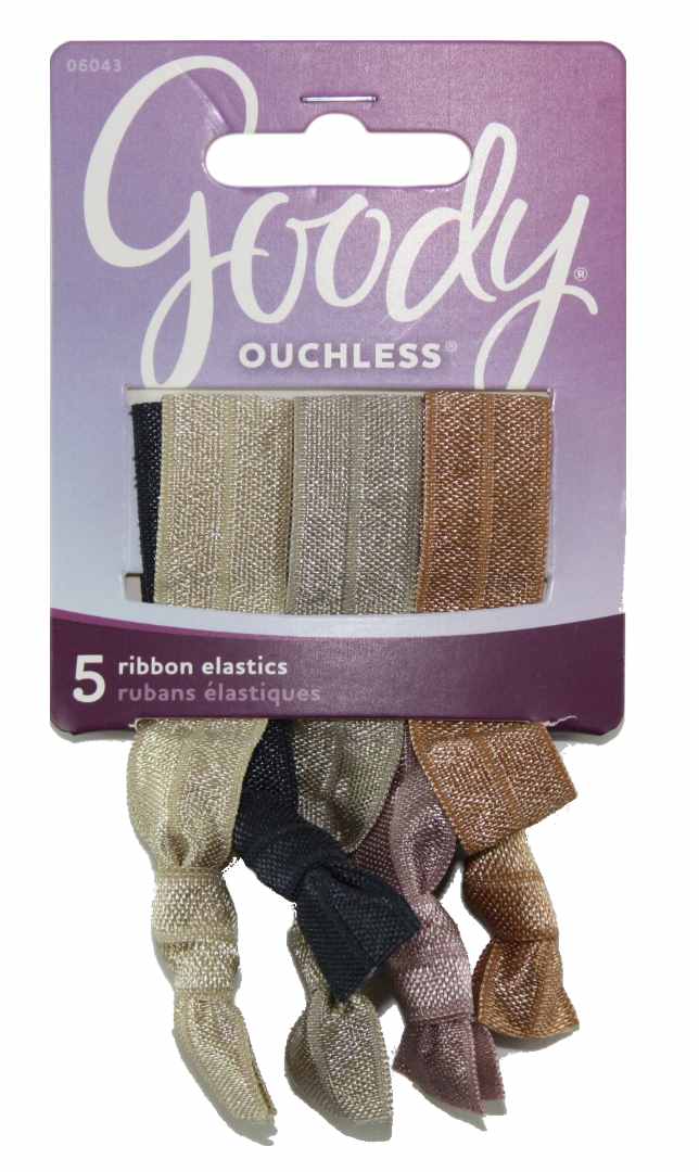 Goody Ouchless Tieback Neutral Ribbon Elastics - 5 Count