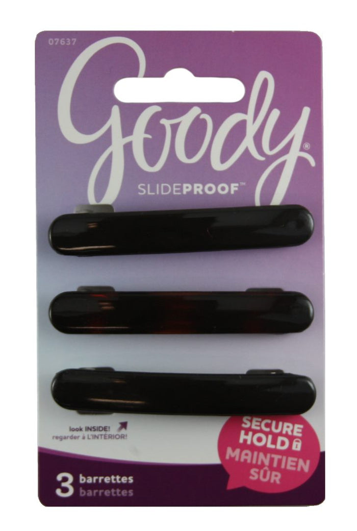 Goody SlideProof Autoclasp Barretts Small Black - 3 Pack