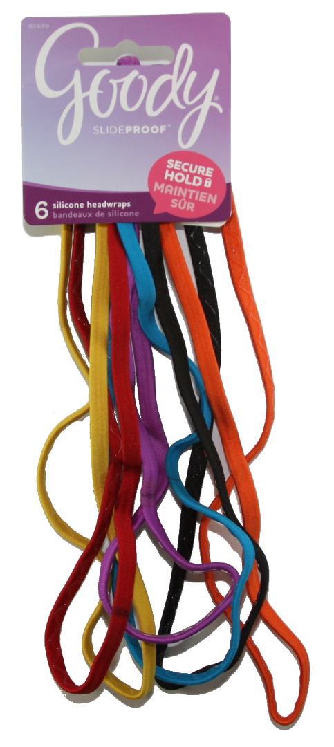 Goody SlideProof Headwraps with Silicon 6 mm Bright Colors - 6 Count