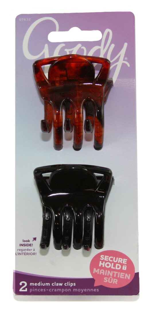 Goody SlideProof Square Claw Clip Medium - 2 Clips