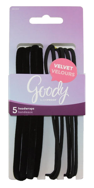 Goody Slide Proof Velvet Elastic Headwraps Black