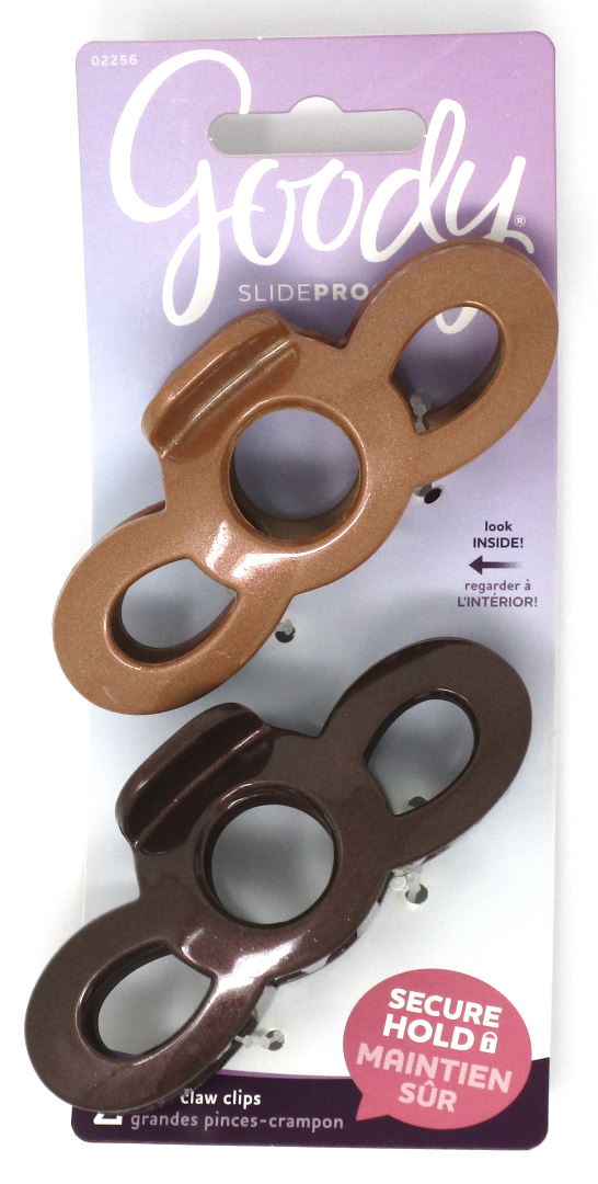 Goody SlideProof Claw Clips Light and Dark Brown - 2 Count