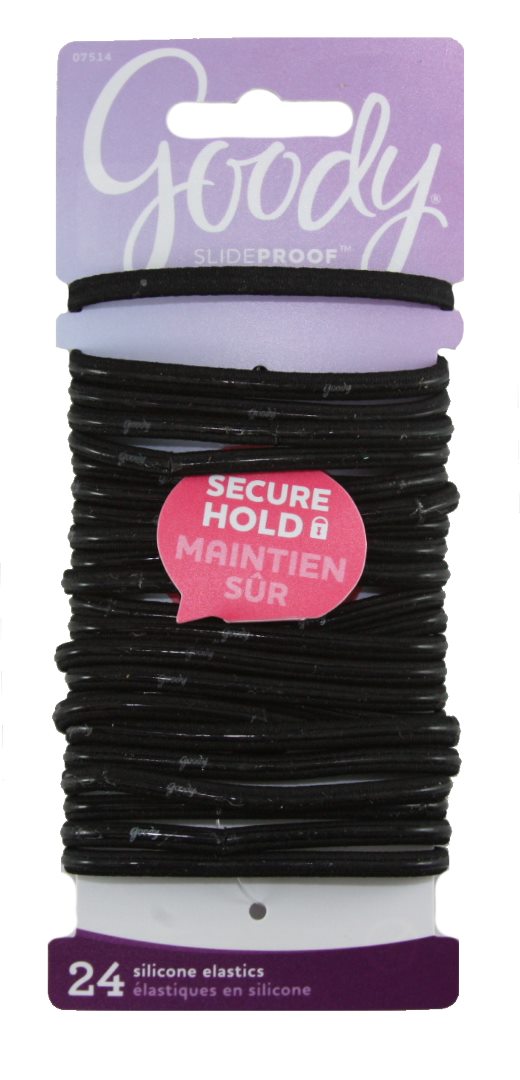 Goody SlideProof Flat Elastics Logo Black - 24 Pack