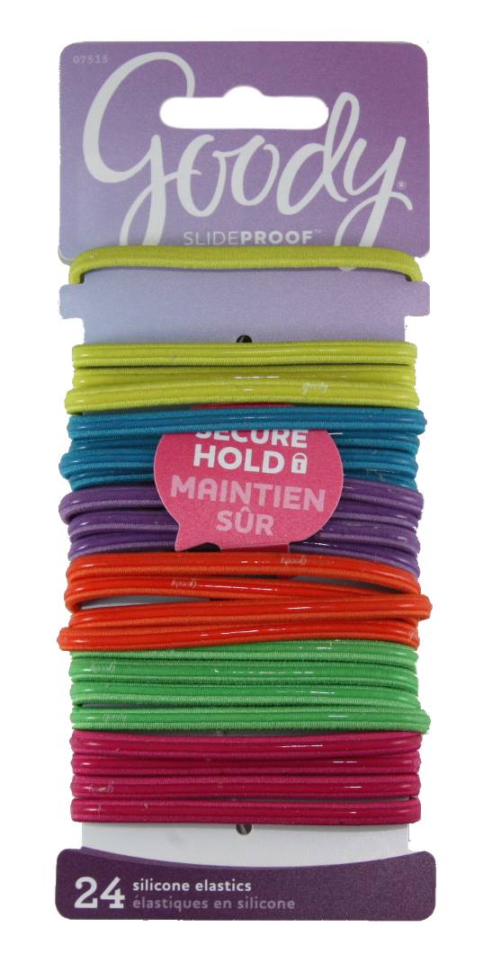Goody SlideProof Flat Elastics Logo Bright - 24 Pack