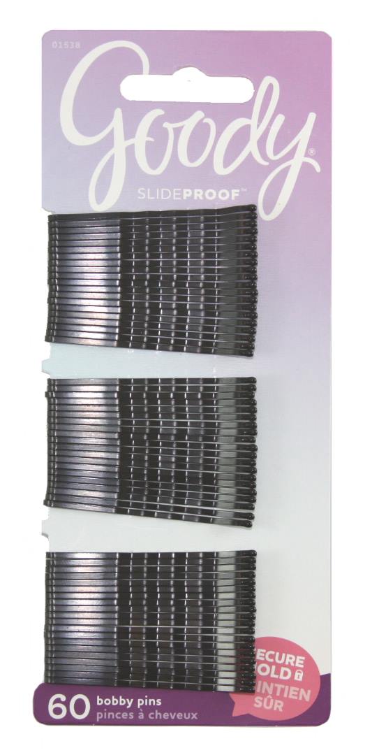 Goody SlideProof Bobby Pins Black 2 Inches - 60 Count