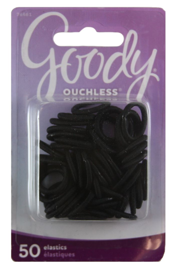 Goody Women's Classic Shiny Mini Black Elastics No Metal - 50 Pieces
