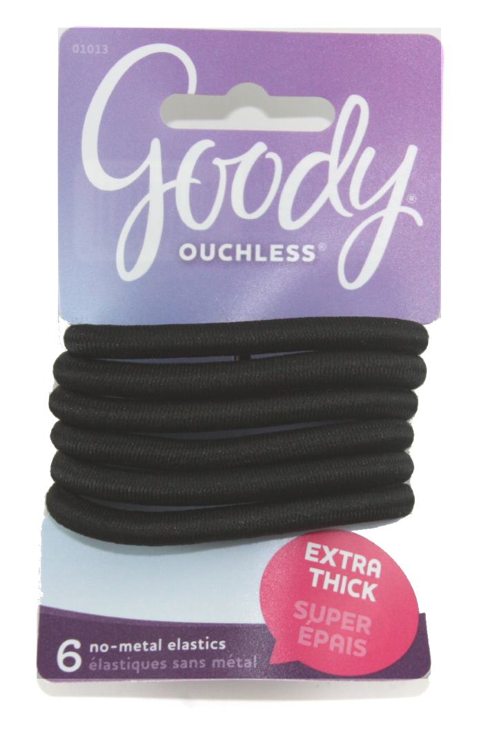 Goody Womens Ouchless Jumbo Thick Black Elastics - 6 Count