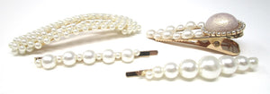 Pearl Barrette Jewelry Hair Clips - 4 Piece
