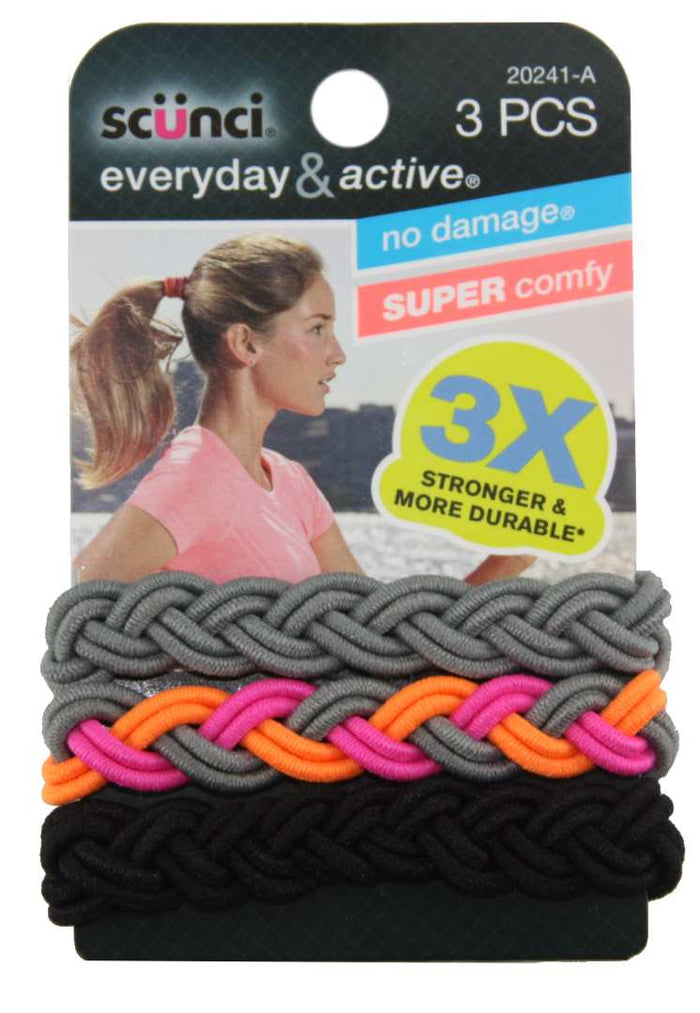 Scunci 6 Strand Elastic Hair Ties - 3 Pack