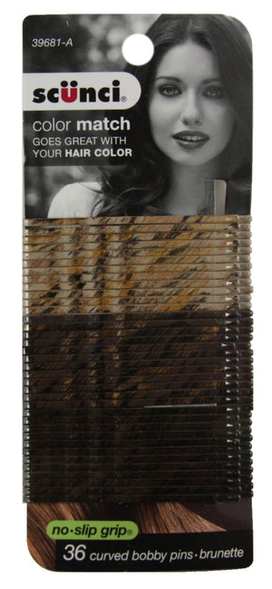 Scunci Color Match Curved Bobby Pins Brunette 36 Pack