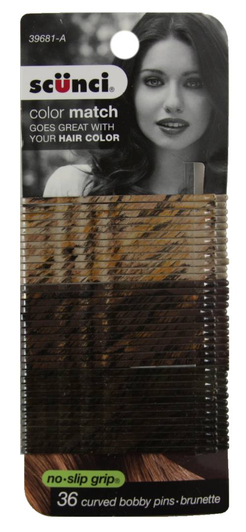 Scunci Color Match Curved Bobby Pins Brunette - 36 Pack