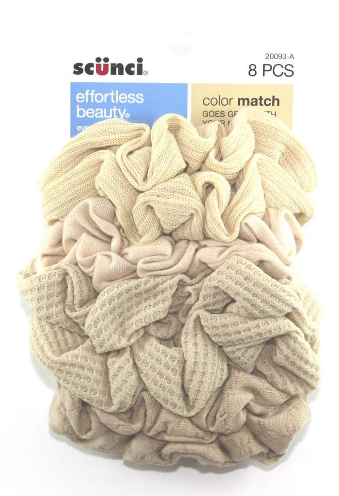 Scunci Color Match Mixed Knit Twister Blonde Hair Scrunchies - 8 Pack