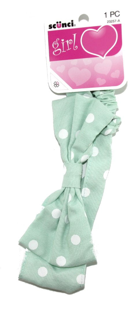 Scunci Dotted Gathered Headwrap with Bow Green - 1 Pack