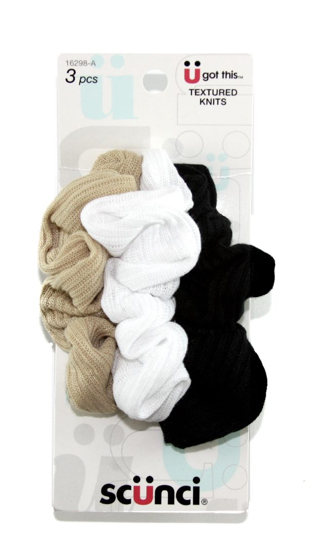 Scunci Effortless Beauty Basic Ribbed Twisters Tan Color - 3 Pack