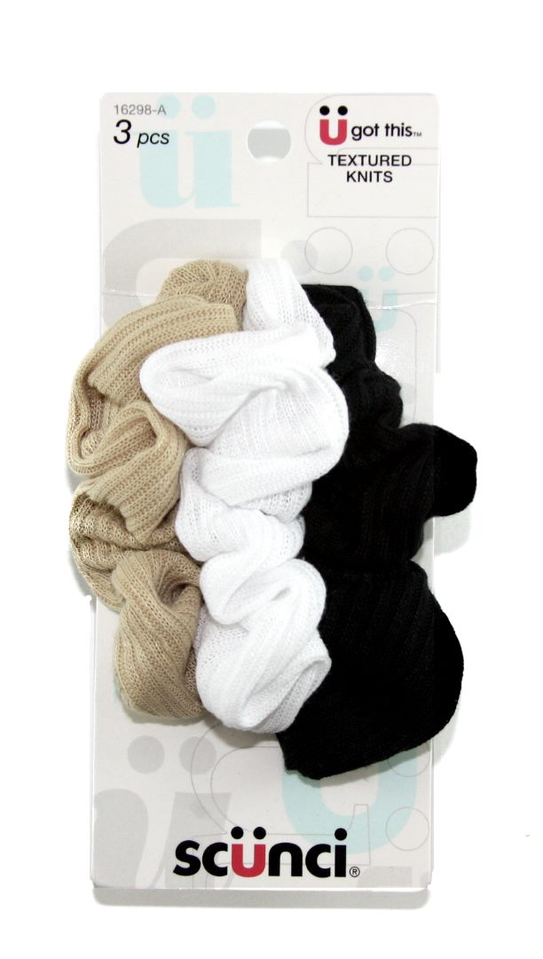 Scunci Effortless Beauty Basic Navy Ribbed Scrunchies - 3 Pack