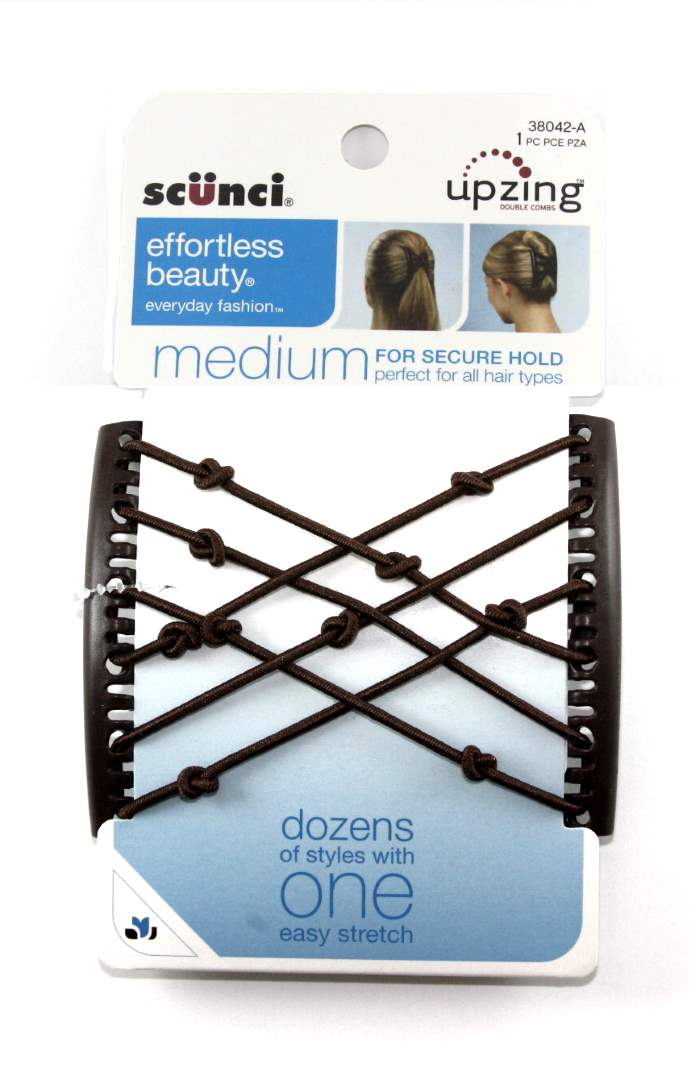 Scunci Effortless Beauty Double Combs Upzing Medium Brown - 1 Pack