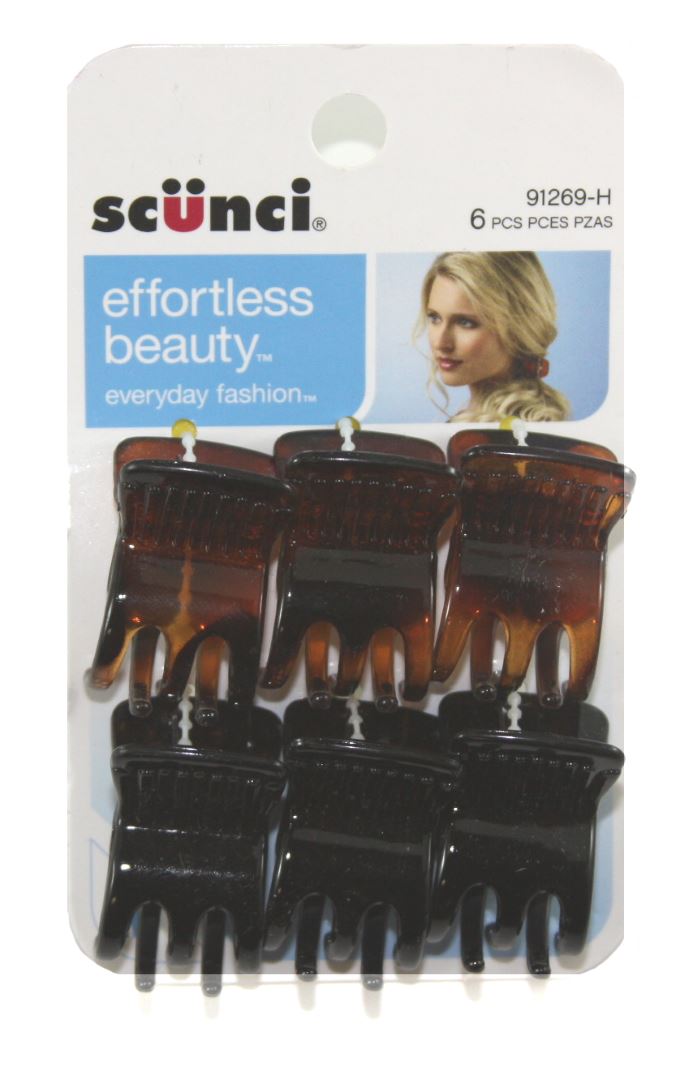 Scunci Effortless Beauty Everyday Fashion Jaw Clips Assorted - 6 Pack