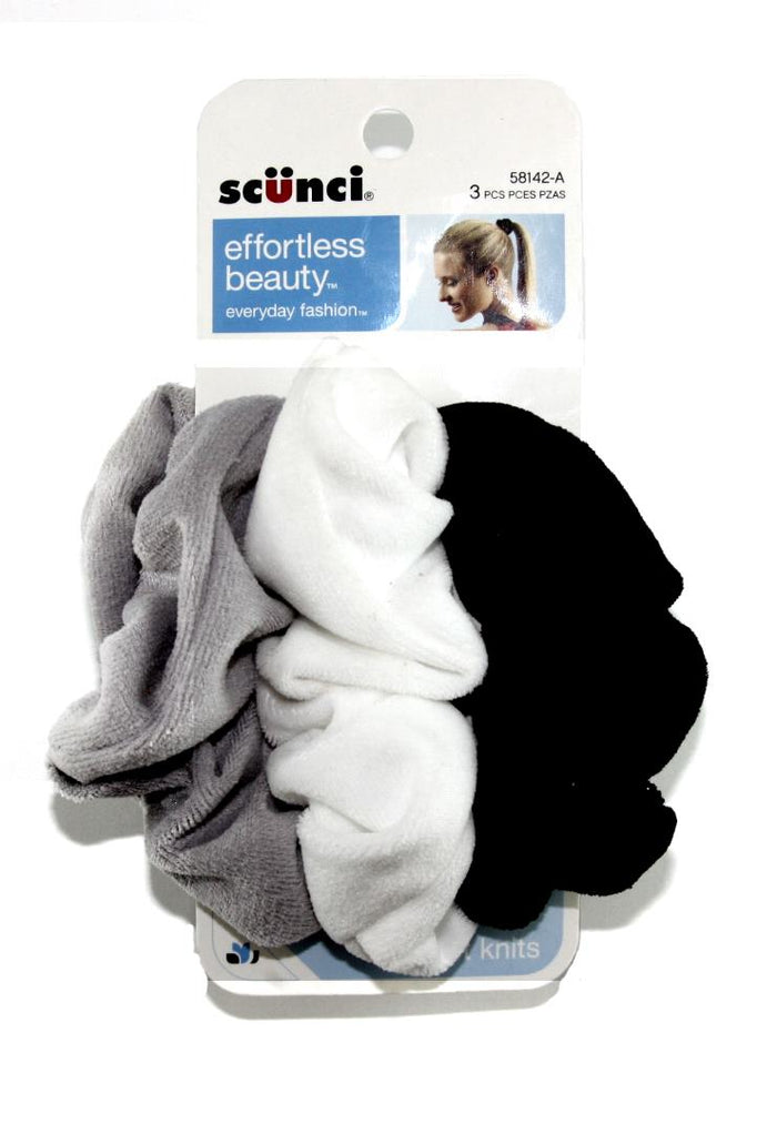 Scunci Effortless Beauty Velour Comfy Scrunchies Pink - 3 Pack