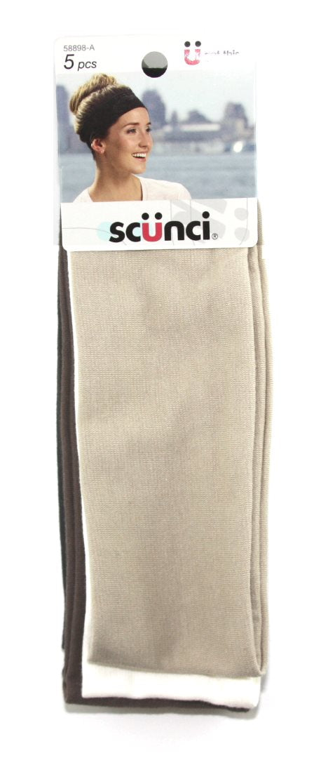 Scunci Effortless Beauty Wide Stretch Basic Neutral Headwraps Tan Colors - 5 Count