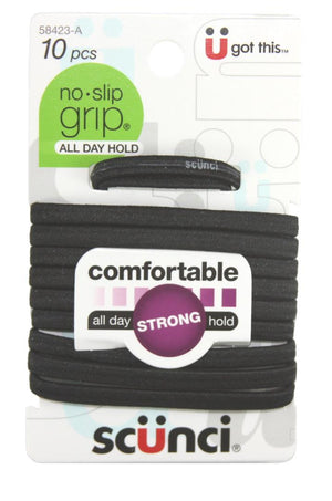 Scunci Elastic No Slip Ponytail Holders Black 10 Pack