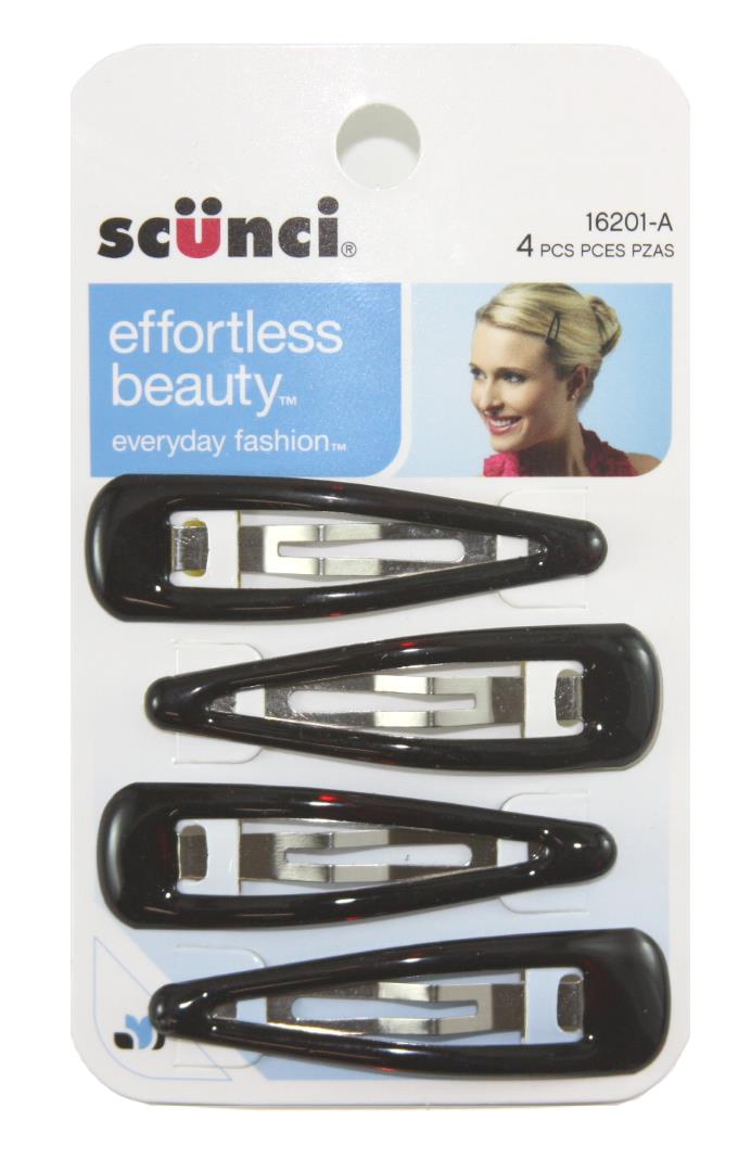 Scunci Brown Snap Clip Barrette - 4 Clips