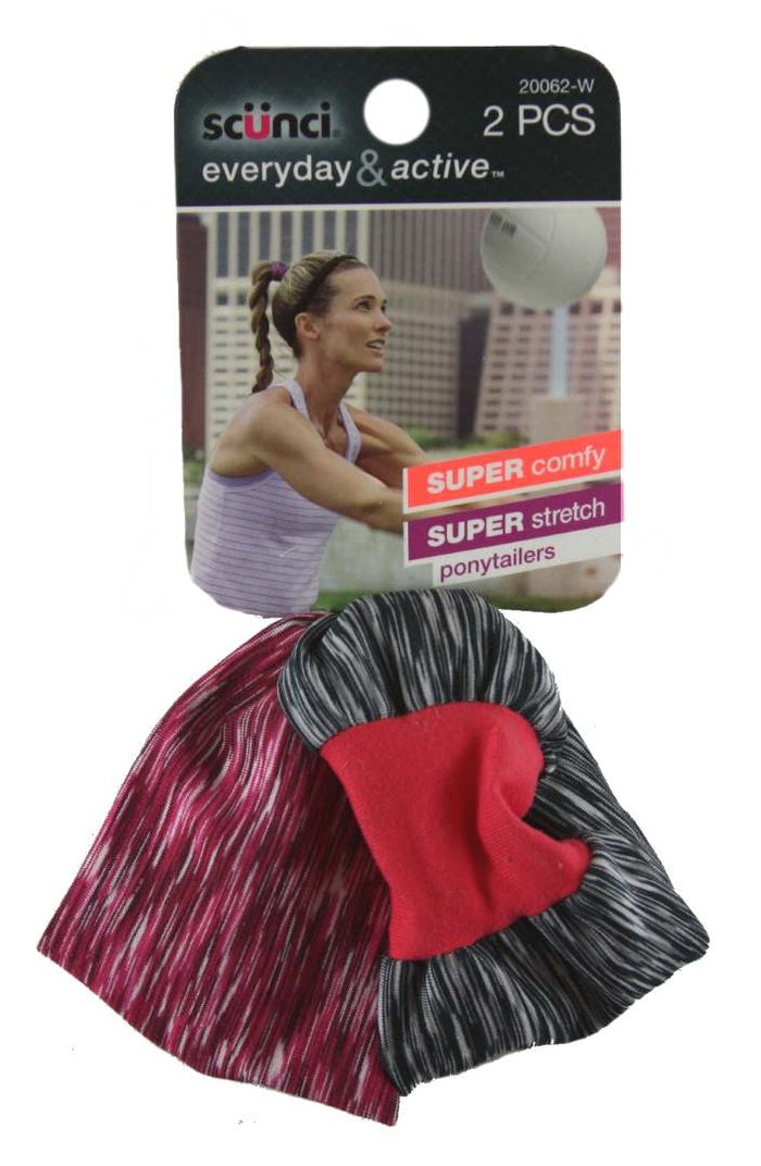 Scunci Everyday and Active Ponytailers Berry & Purple - 2 Pack