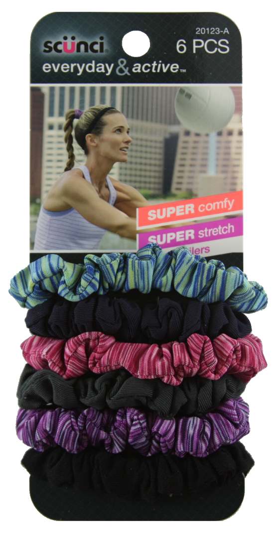 Scunci Everyday and Active Mixed Twister Ponytailers - 6 Pack