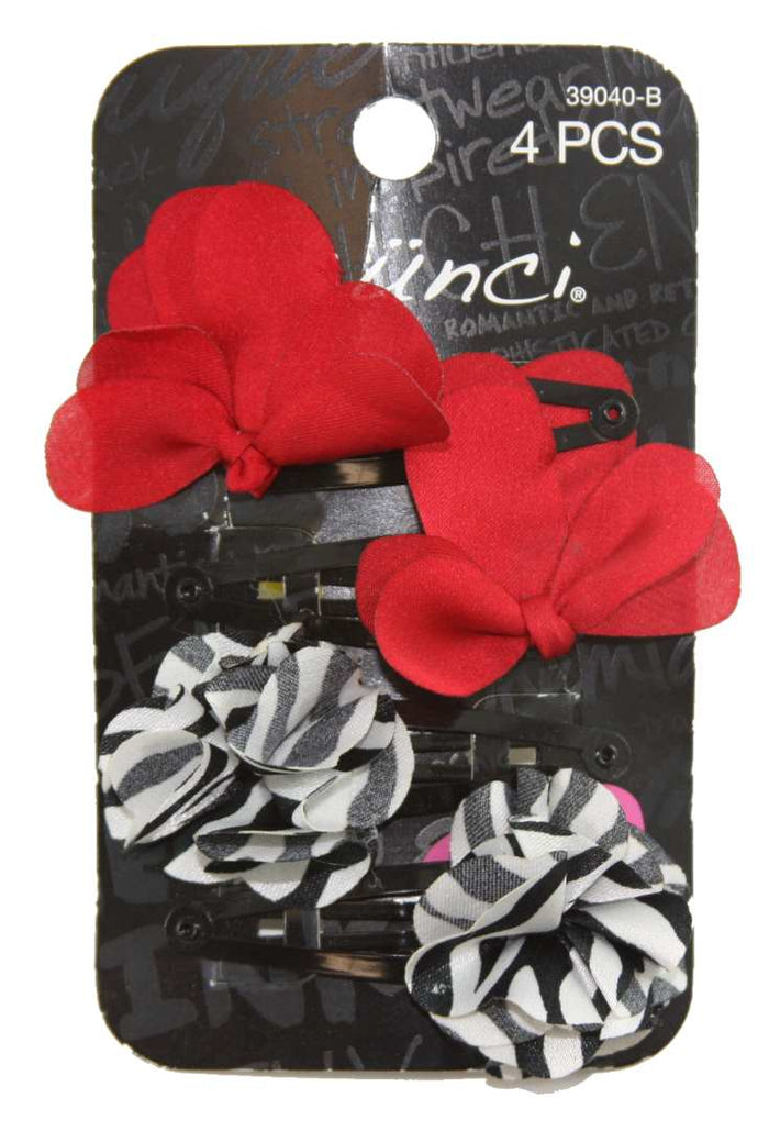 Scunci Flower Chiffon Push Pin Snap Clips - 4 Pack