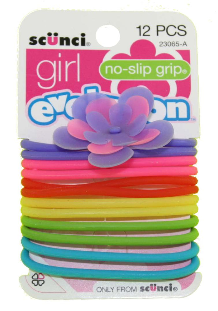 Scunci Girl Evolution No Slip Grip Jelly Ponytail Holders - 12 Pack